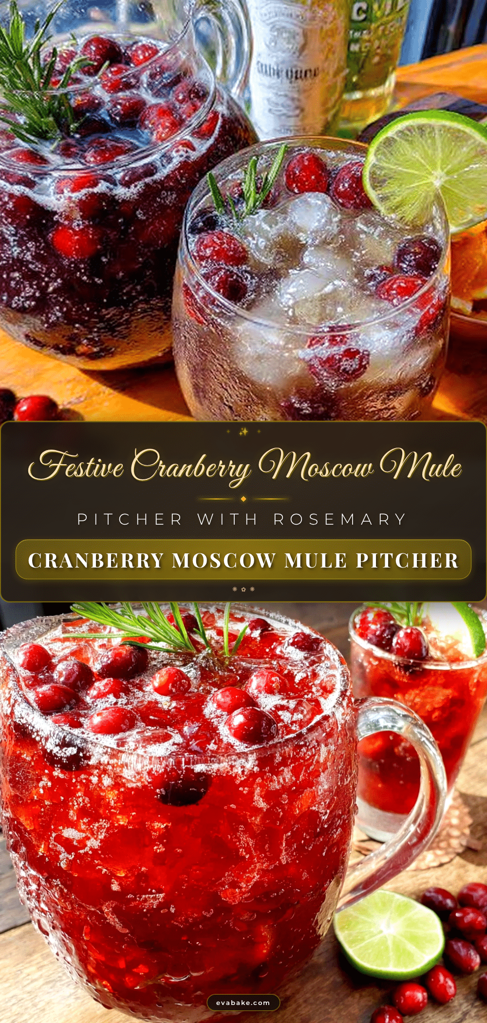 Festive Cranberry Moscow Mule Pitcher with Rosemary recipe